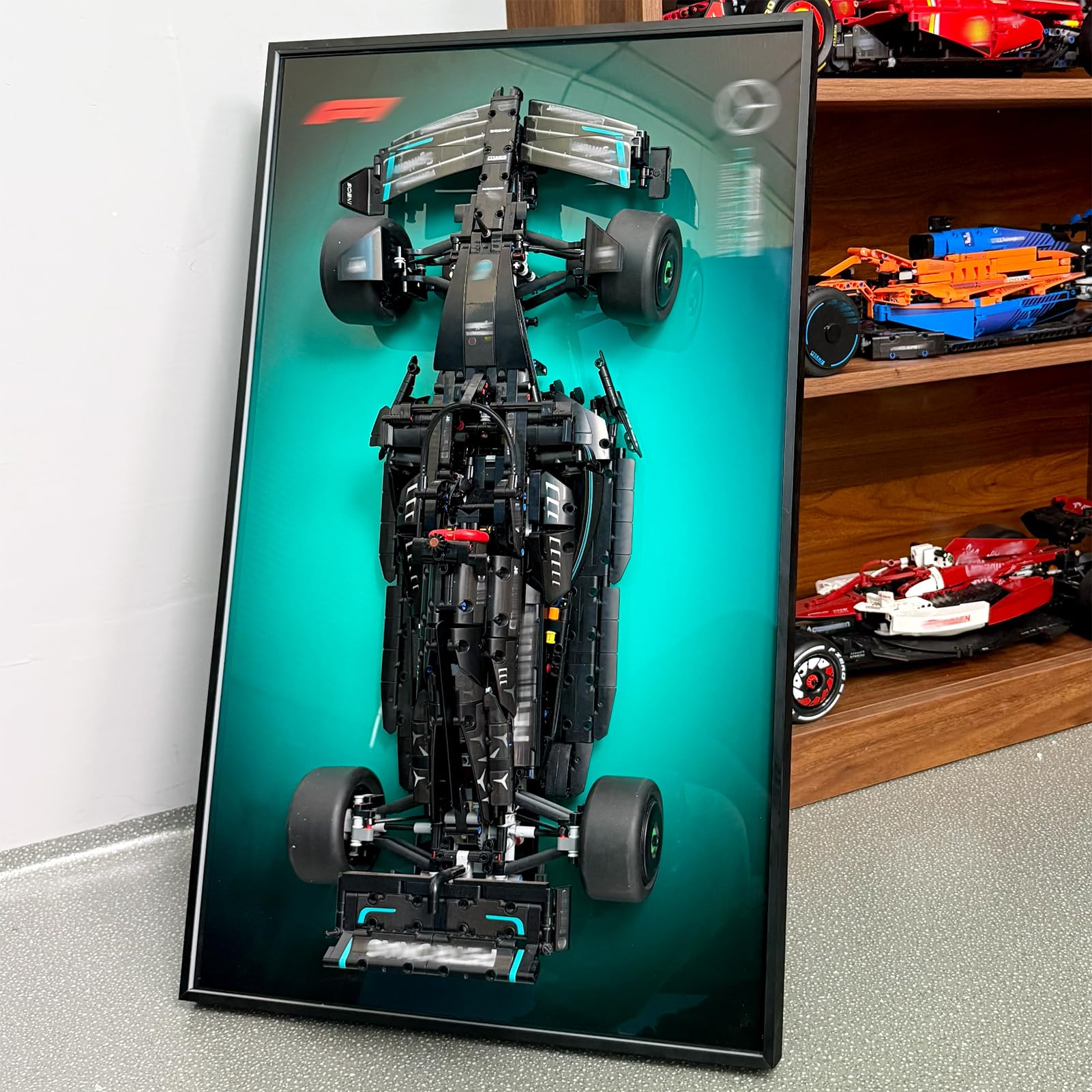 NOVDA Wall Display Board Compatible with Mercedes-AMG F1 W14 E Performance Car 42171, 29.5x17.7Inch Display Frame Wall Mount Case for HomeOffice & Collection Display (Excluding Models)