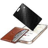 Vrebrey Wallet Tracker Card, Slim Rechargeable Bluetooth Item Locator, Smart Finder Compatible with Apple Find My for Wallet, Luggage, Passport, IP68 Waterproof (iOS Only) (Carbon Fiber Black)