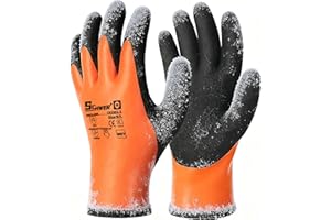 Schwer 2 Pairs 100% Waterproof Winter Work Gloves, ANSI A2 Cut Resistant Freezer Gloves for Outdoor Cold Weather Keep Hands Warm, Thermal Insulated Gloves for Shoveling Snow, Ice Fishing, L