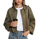 LEACOOLKEY Women's Faux Suede Bomber Jacket Casual Pilot Coat Oversized Spring Fall Batwing Long Sleeve Streetwear Outwear