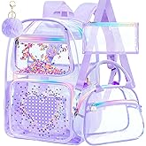 TXHVO Clear Backpack, Heavy Duty Transparent Bookbag, See Through PVC Backpacks for Men Women