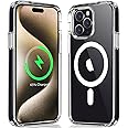 Hsefo Magnetic Case Compatible with iPhone 15 Pro Max Case, Compatible with MagSafe Wireless Charging, Transparent Anti-Scratch Back Shockproof Protective Slim Thin Phone Case Cover, Clear