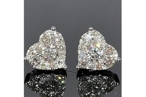 Tthxqing Cubic Zirconia Earrings Studs, Cute Heart CZ Stud Earrings White Gold 10MM Square Teardrop Heart Halo Stud Earrings Hypoallergenic for Women