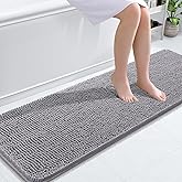 OLANLY Bathroom Rugs 59x20, Extra Soft Absorbent Chenille Bath Rugs, Rubber Backing Quick Dry, Machine Washable Bath Mats for Bathroom Floor, Tub and Shower, Home Decor Accessories, Grey