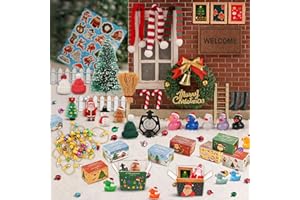 HKLMRO 67PCS Dollhouse Accessories Doll House Miniatures Christmas Decoration Small Scene Model Light Mini Tree Gift Boxes Fake Light Door Mini Scene Model Pretend Toys DIY Festival Holiday Party Favors Gift