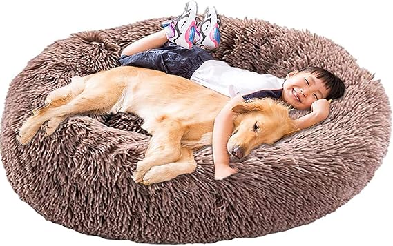 LINRUI Hundebett Donut-Form XXL – Orthopädisch, Mit Memory Foam, Waschbar, Für Große Hunde