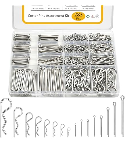 Stainless Steel Cotter Pin Assortment (124 Pieces), Inch, With