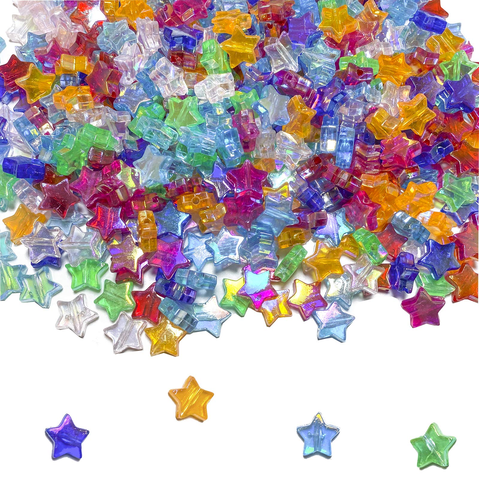 Pinhoollgo Acrylic Star Beads Colorful Acrylic Star Beads AB Colors Star Shape Beads 10 mm Star Bead for DIY Jewelry Craft Making Necklace Bracelet Supplies,Multicolor (500)