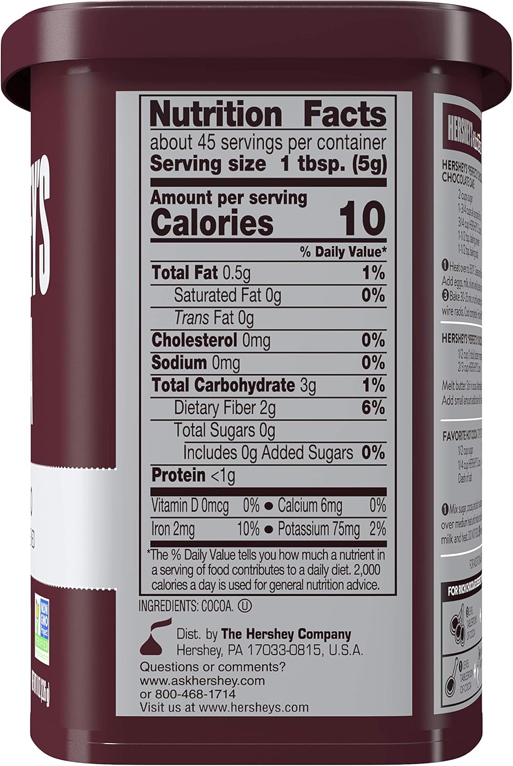 Hersheys Natural Unsweetened Cocoa 226 G Hersheys Natuurlijke Onzoete Cacao Amazon Nl