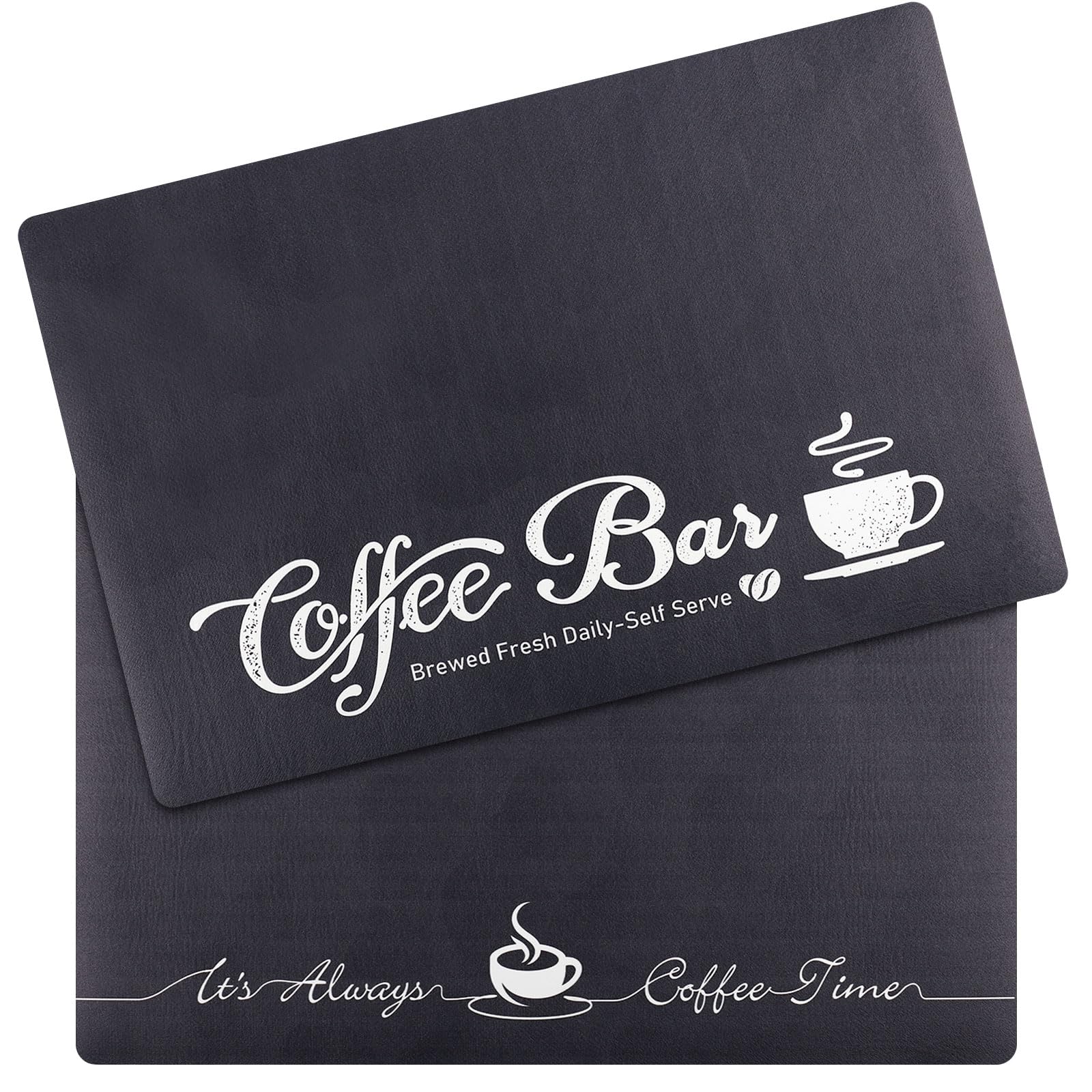 Photo 1 of 2 Pieces Coffee Bar Accessories 16 x 24 Inch Washable Coffee Maker Mat Hide Stain Absorbent Kitchen Counter Mat for Kitchen Bar Countertops Supplies (Elegant Style)
