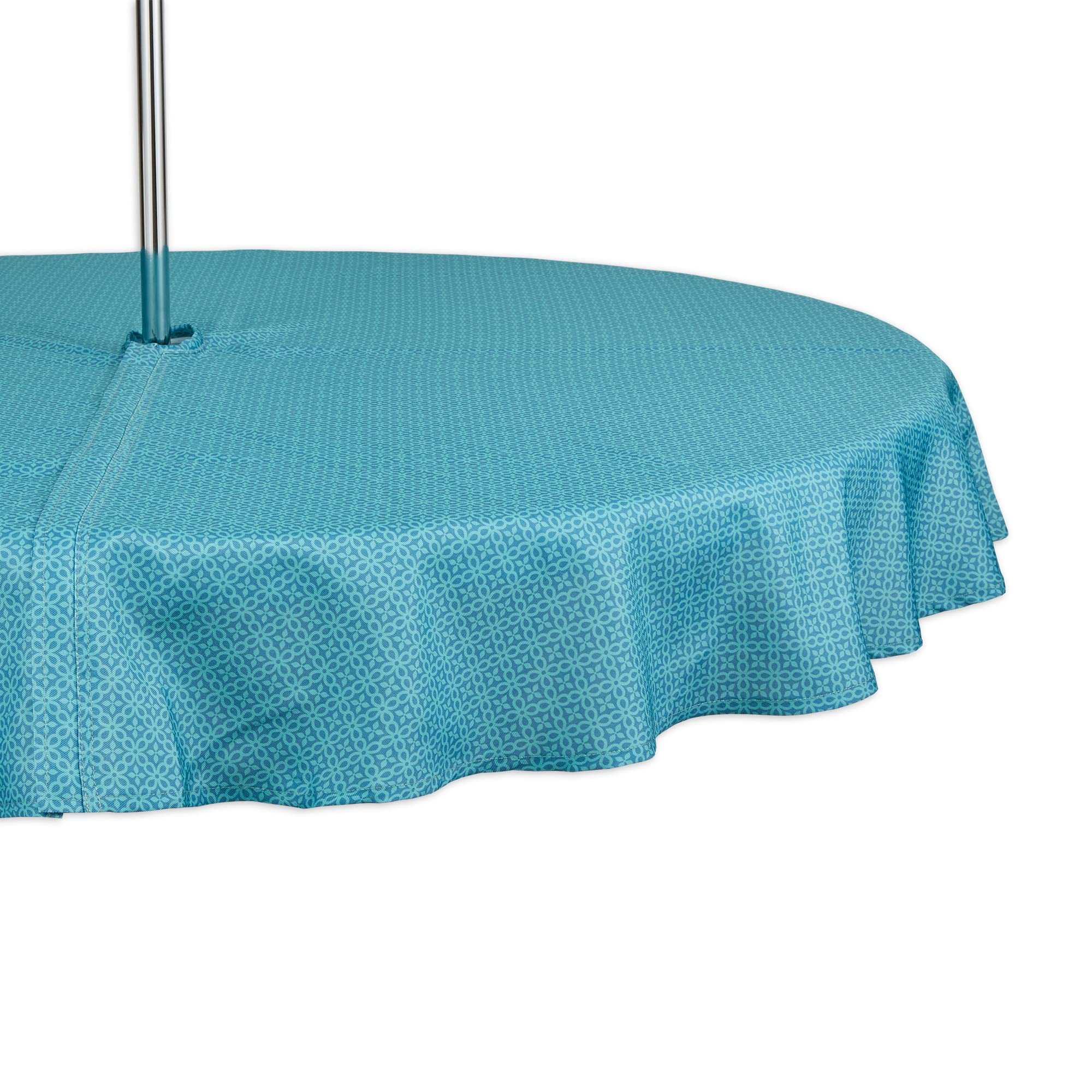 DII Outdoor Tabletop Collection Tonal Lattice, Zipper Tablecloth, 60x84, Storm Blue