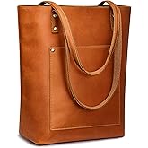 S-ZONE Women Vintage Genuine Leather Tote Bag Large Shoulder Purse Work Handbag | Vintage, Genuine Leather, Large, Purse, Work