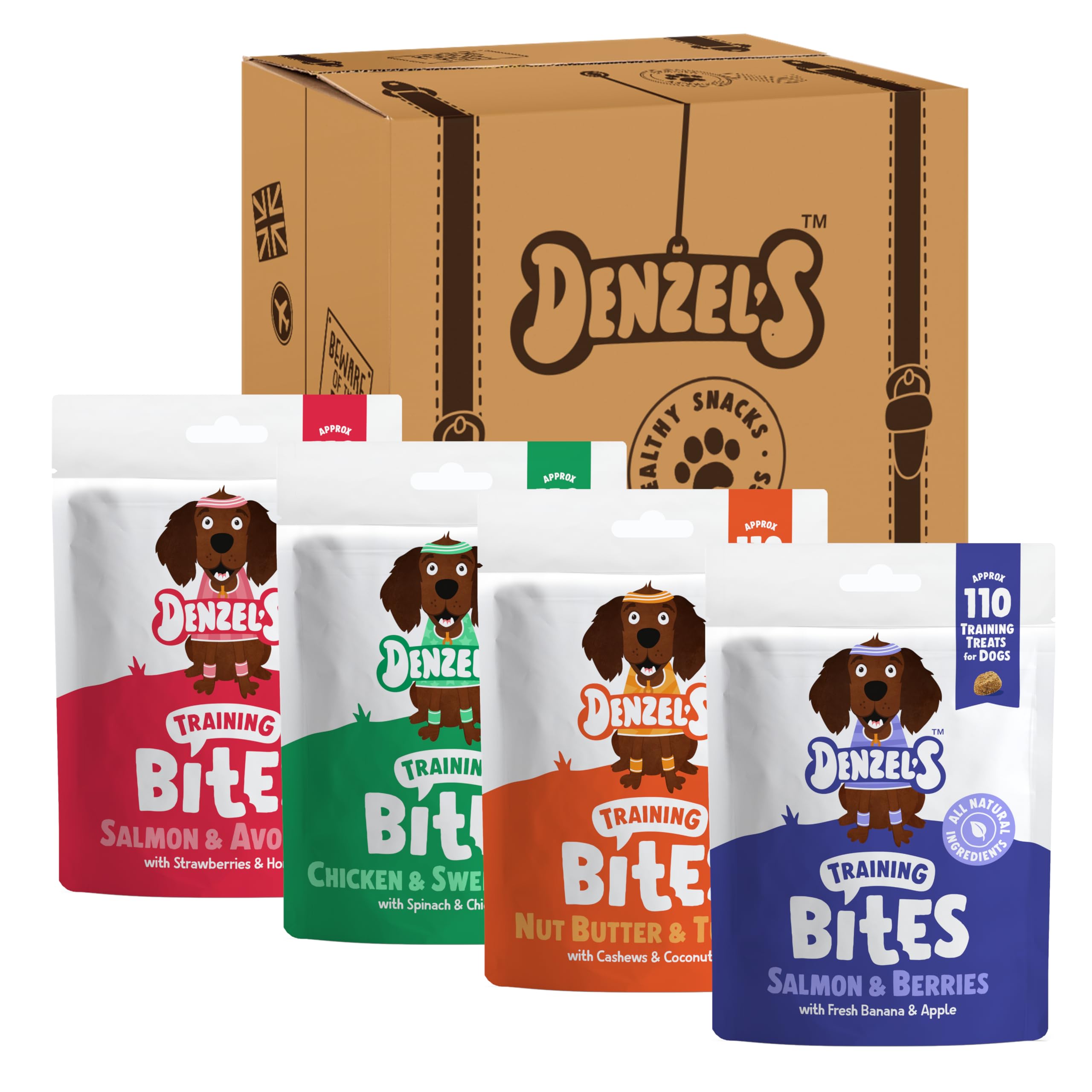 Denzel's Bites, Natural Dog Treats - Soft Baked Dog Training Treats - Variety Pack - Mix of Healthy Dog Treats (Pack of 4) โ image 1