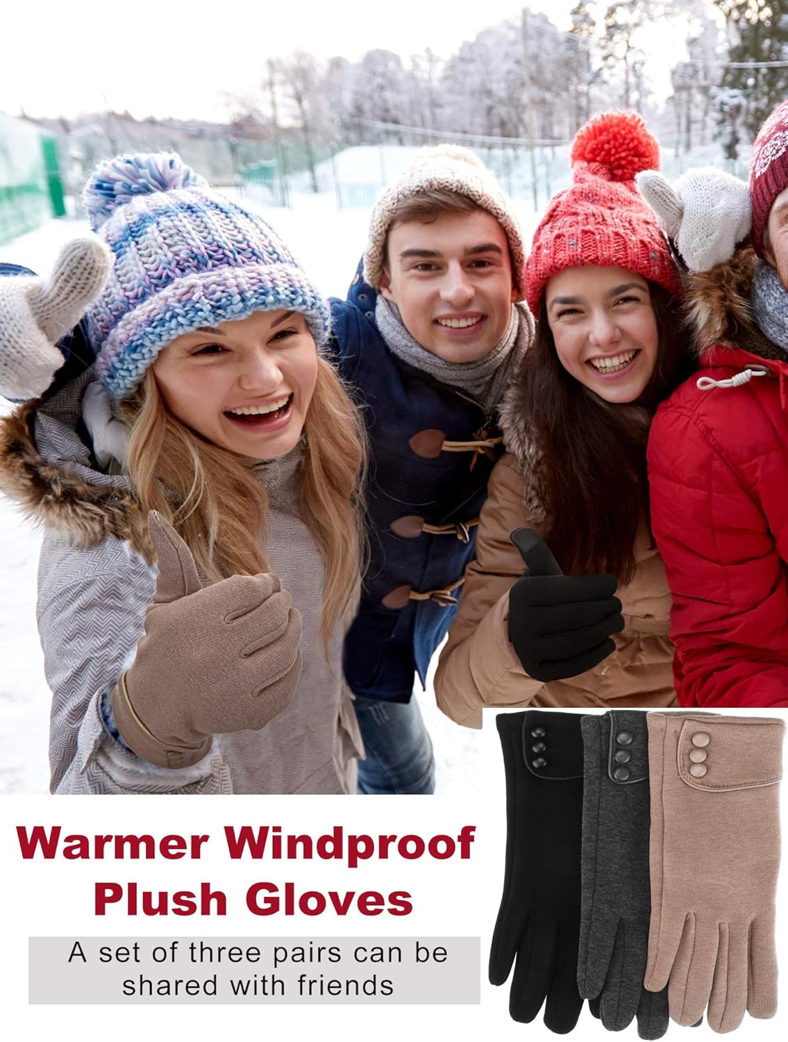 Patelai 3 Pairs Women Winter Gloves Warm Touchscreen Gloves Windproof Gloves for Women Girls Winter Using (Black, Gray, Khaki) at  Women’s Clothing store