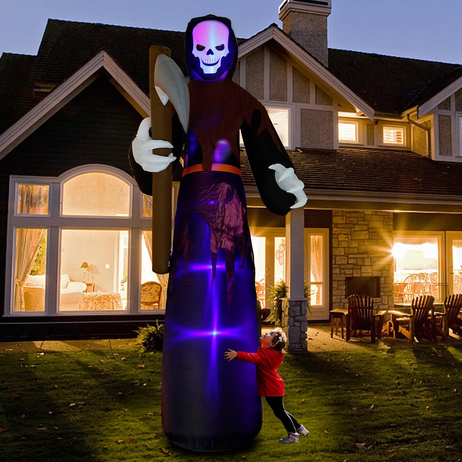 Outdoor Holiday Decorations - Twinkle Star 12 FT Halloween Inflatables Large Lighted Reaper Grim Ghost, Giant Scary Ghosts with LED Lights Animated Blow Up Yard Prop Lawn Decorations, for Home Garden Party Indoor Outdoor Décor