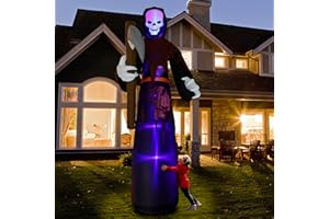Twinkle Star 12 FT Halloween Inflatables Large Lighted Reaper Grim Ghost, Giant Scary Ghosts with LED Lights Animated Blow Up Yard Prop Lawn Decorations, for Home Garden Party Indoor Outdoor Décor