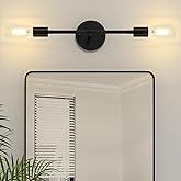 FadimiKoo 2-Light Black Bathroom Lighting Over Mirror, Modern Sconces Wall Light Fixtures, Indoor Semi Flush Mount Ceiling Li