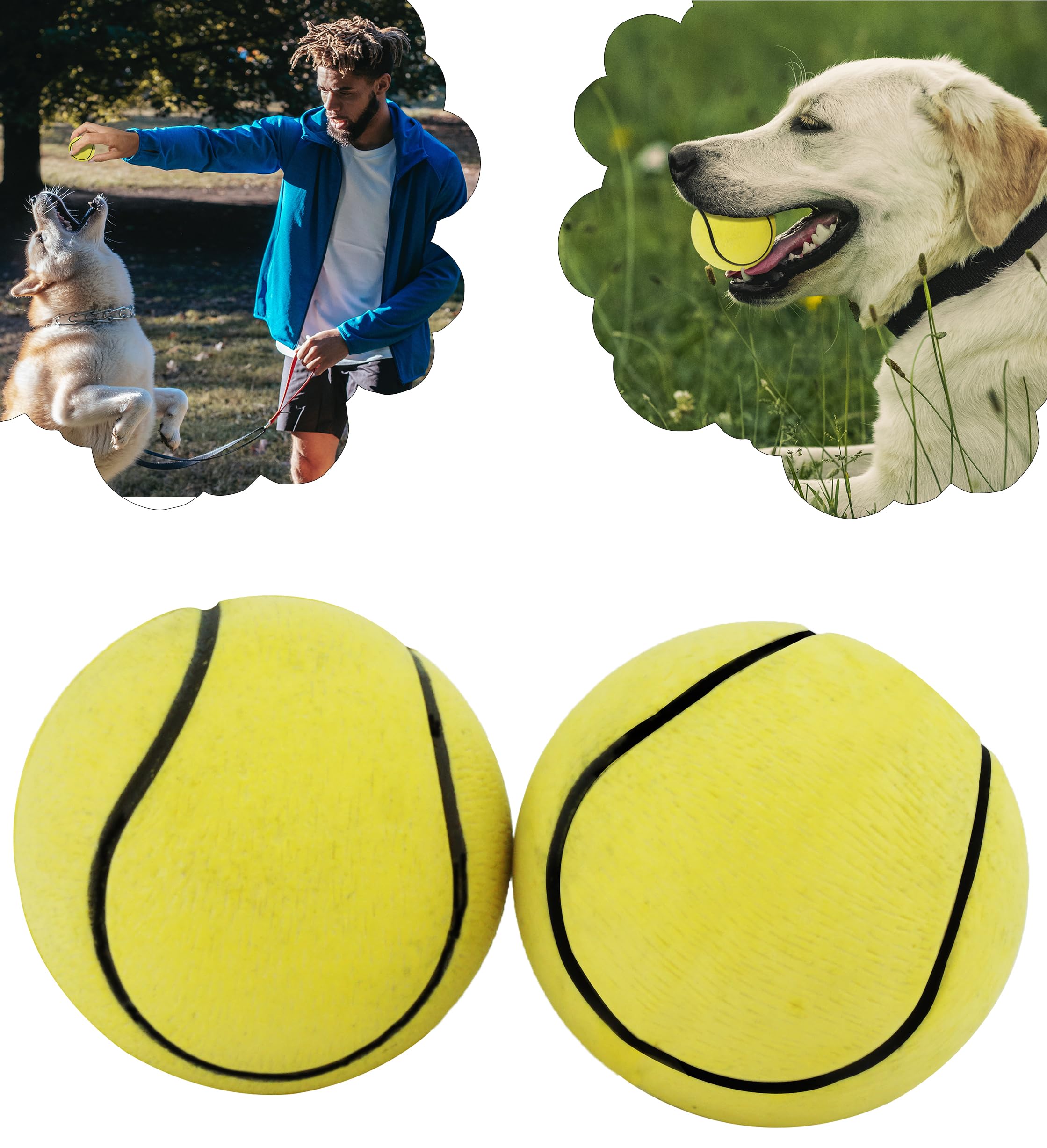HOVUK 2x Dog Tennis Balls, Soft Rubber Tennis Balls, Throw and Fetch, Kids Play and Pet Training Strong Tennis Balls, Beginner Practice Ball, Dog Toy Training Playing Outdoor Exercise
