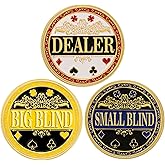 Lunorvexia Big Blind Small Blind Poker Chips Set with Poker Dealer Button - Metal Poker Chips for Texas Holdem Poker Night | Professional Dealer Button & Poker Accessories for Men​