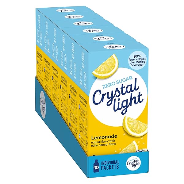 CRYSTAL LIGHT DRINK MIX, 120 PACKETS, FOR CONVENIENT ON-THE-GO FLAVORFUL HYDRATION, LEMONADE NATURAL FLAVOR WITH OTHER NATURAL FLAVOR, ZERO SUGAR, 0.14 OZ EACH