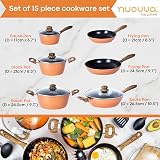 Nuovva Non Stick Pots and Pans Set 15pc Induction Copper Finish view 3