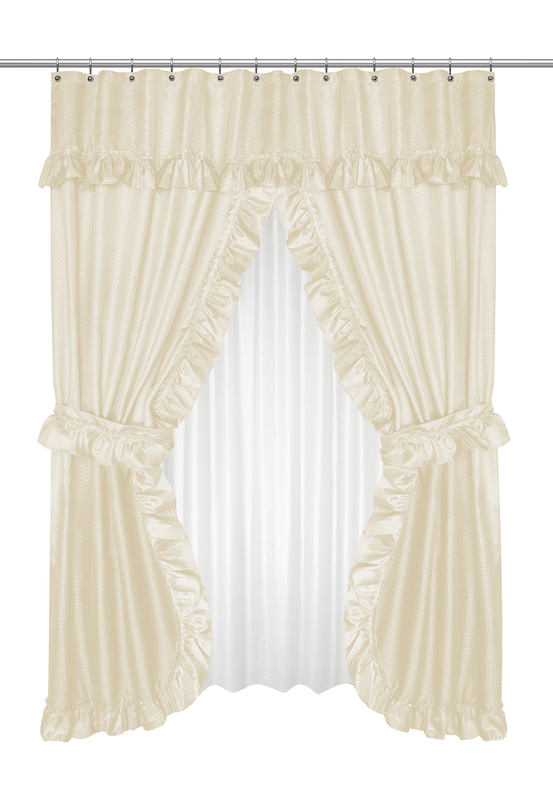 Carnation Home Fashions FSCD-L/08 Lauren Double Swag Shower Curtain, Ivory