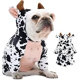 DELIFUR Dog Cow Costume for Halloween, Black and White, Large | Cute Animal Sweatshirt, Adorable Pet Hoodies, Hooded Fleece Onesie with Stuffed Horns for Medium Dog