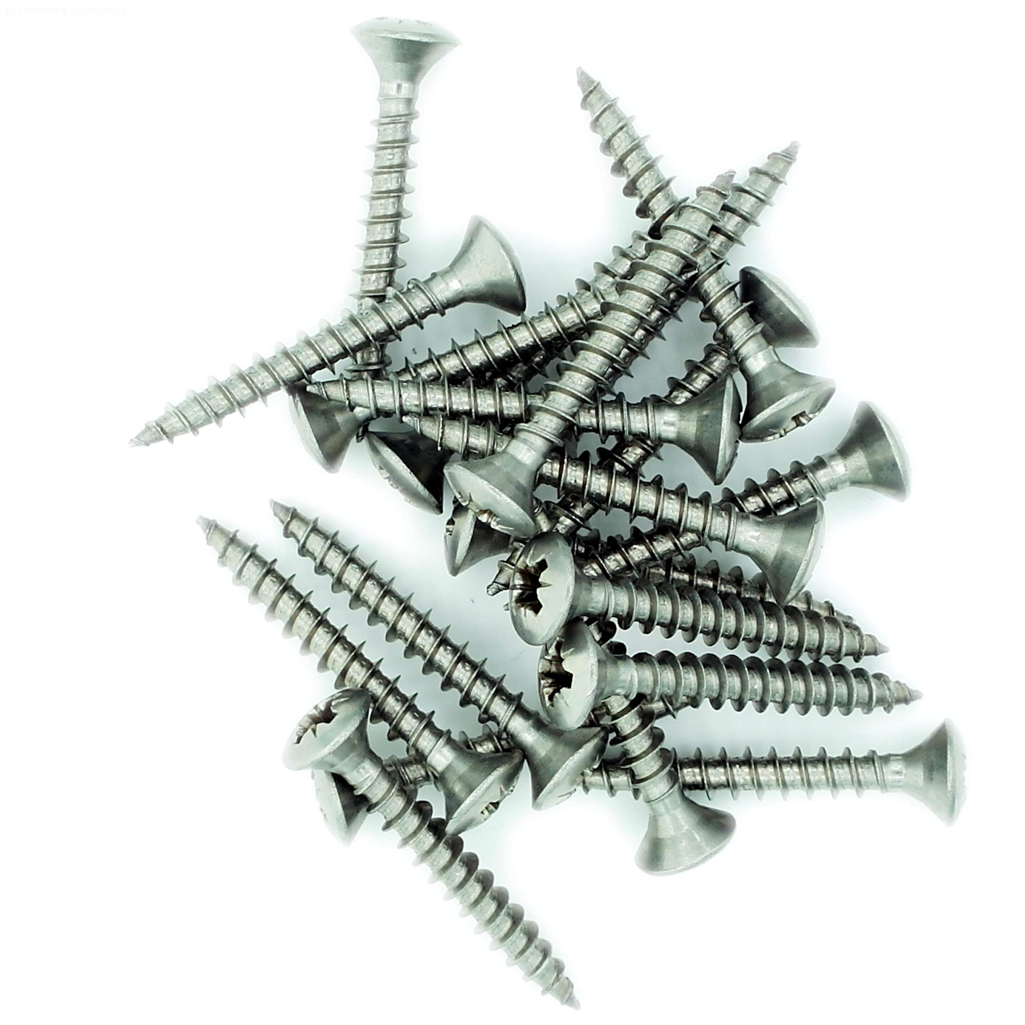 No.5 x 1.6 (3.5mm x 40mm) Pozi Raised Countersunk Chipboard Screw - Stainless Steel (A2) (Pack of 20)