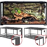 REPTI ZOO 50 Gallon Reptile Glass Tank Terrarium 2 in 1 Side Meshes and Side Glasses Double Hinge Door with Screen Ventilation Tempered Glass 36" x 18" x 17.75"
