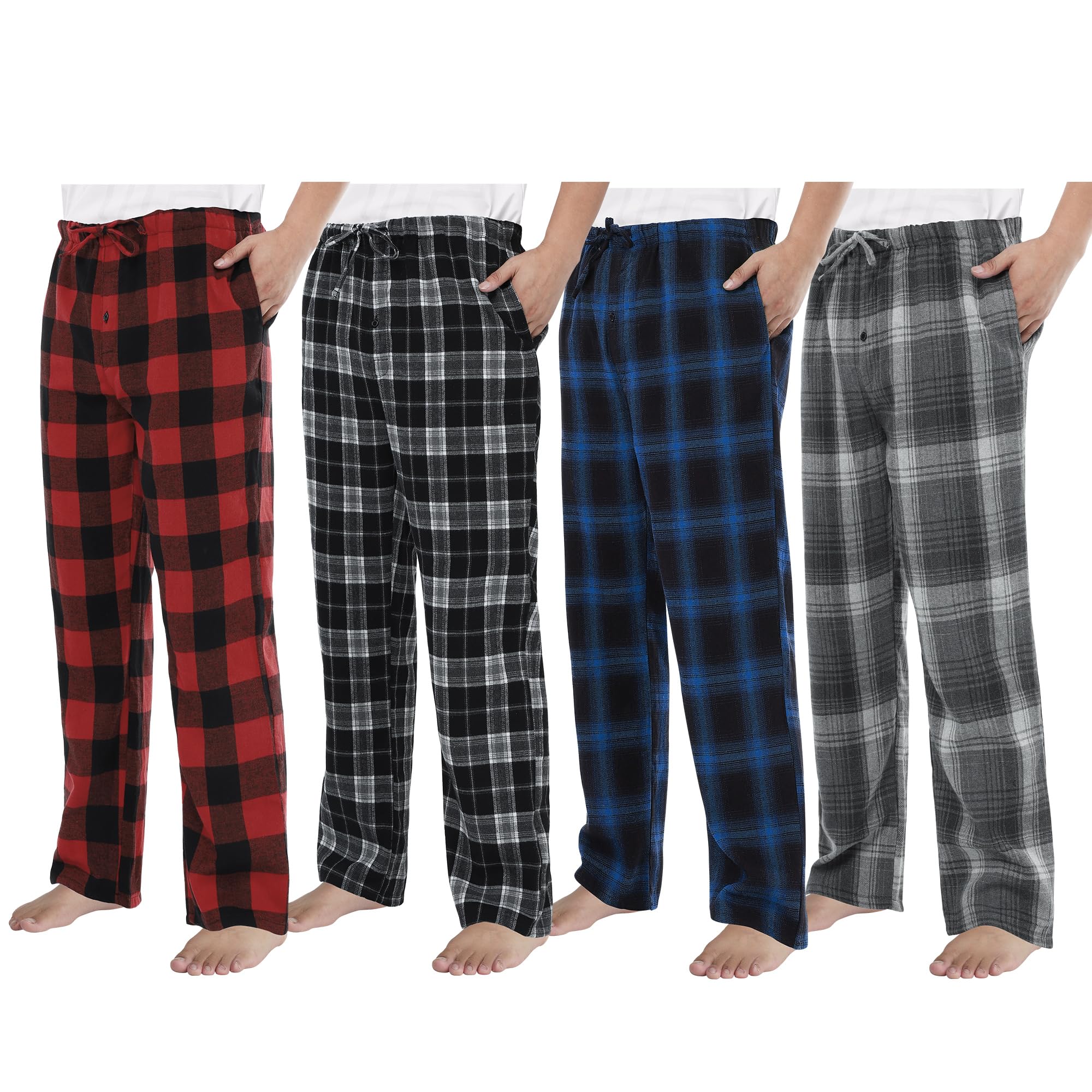 Photo 1 of Motarto Men's Pajama Pants Flannel Plaid Pajama Pants Sleep & Lounge PJ Bottoms Warm Sleepwear Pants with Drawstring Pockets