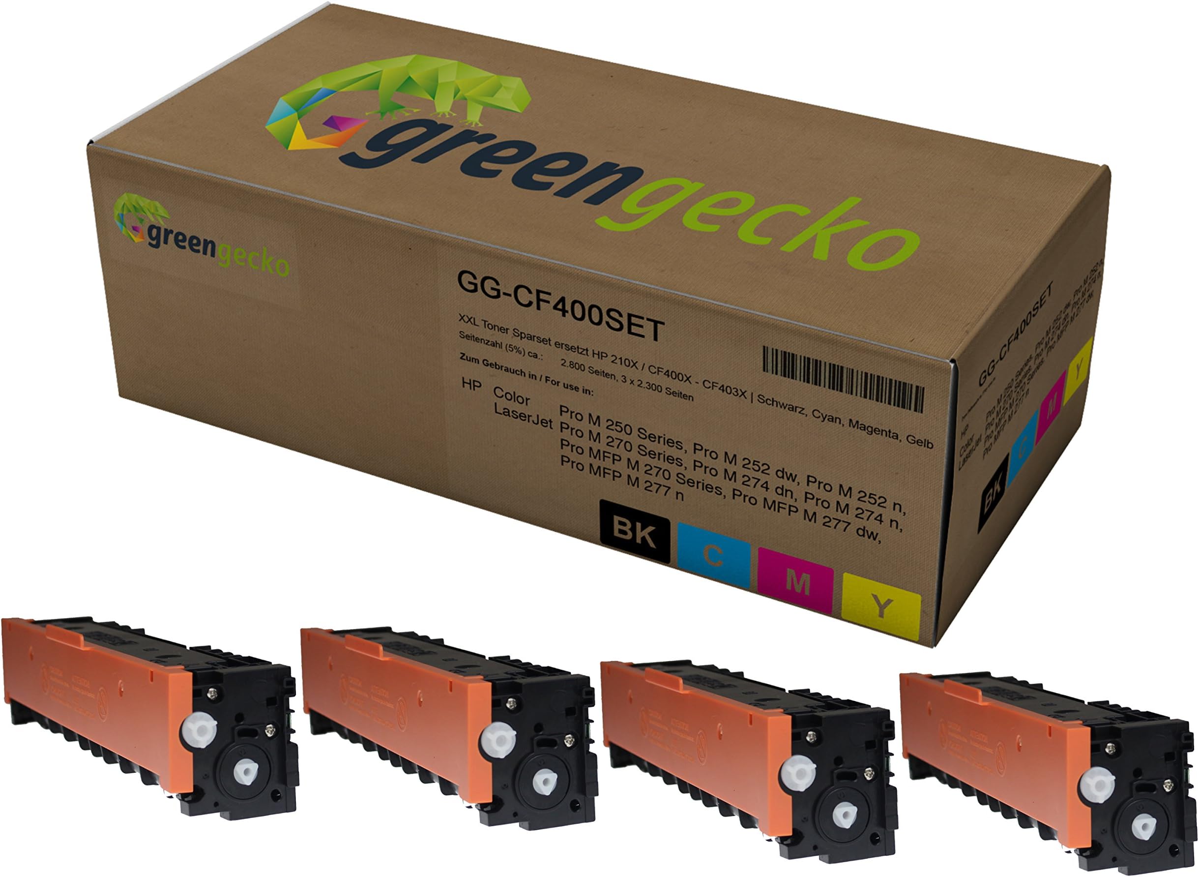 XXL Toner Set replaces HP 201X/CF400X-CF403X | HP Color LaserJet Pro M252, M274, MFP M277 | Black, Cyan, Magenta, Yellow