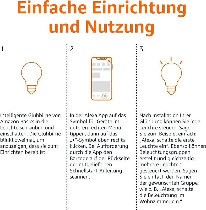 smarte LED-Glühbirne, dimmbar, E27, sanftes Weiß, 8W (60W Equivalent), funktioniert nur mit Alexa, 2 Stück
