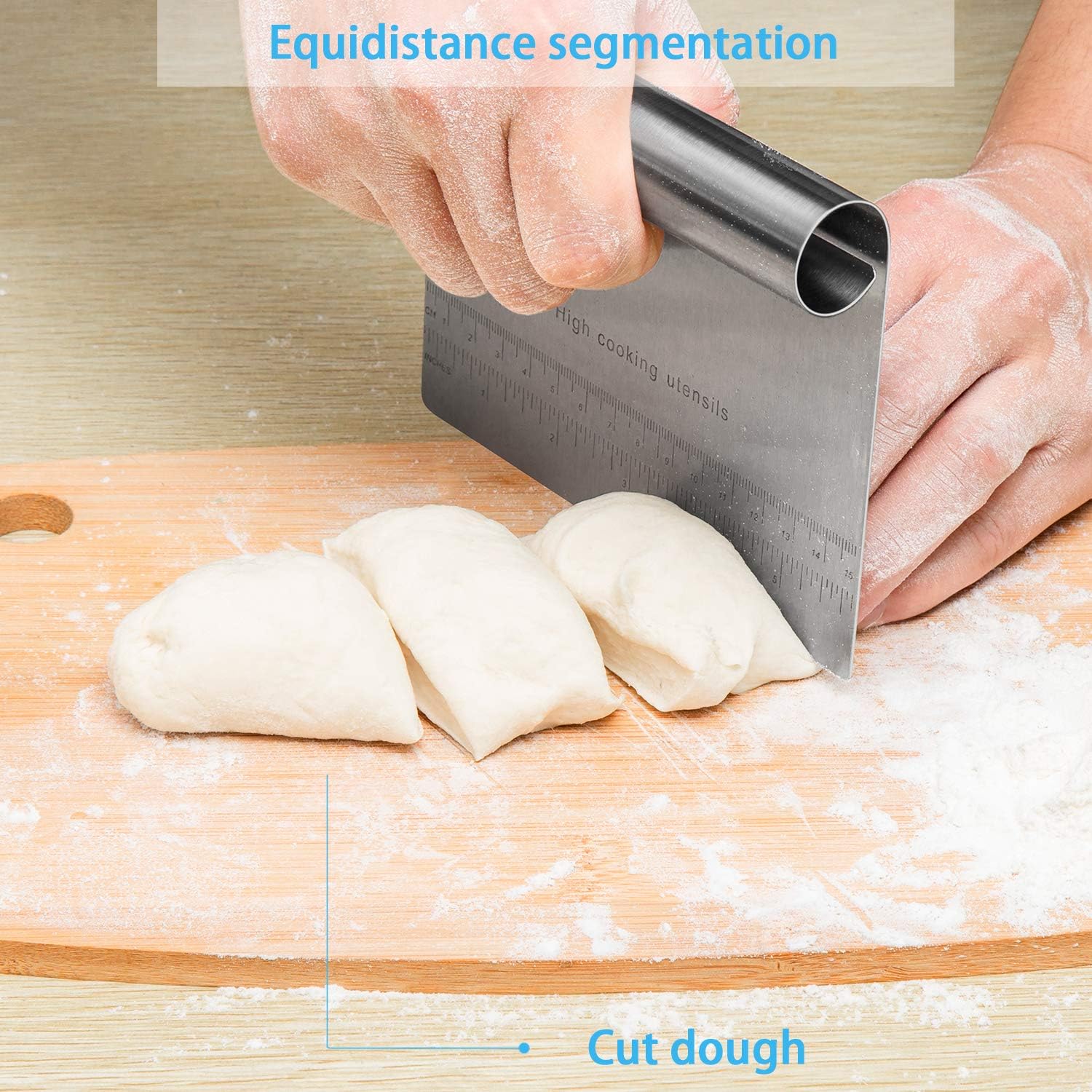 Pro Dough Pastry Scraper/Cutter/Chopper Stainless Steel Mirror Polished with Measuring Scale Multipurpose- Cake, Pizza Cutter - Pastry Bread Separator Scale Knife (1): Kitchen & Dining