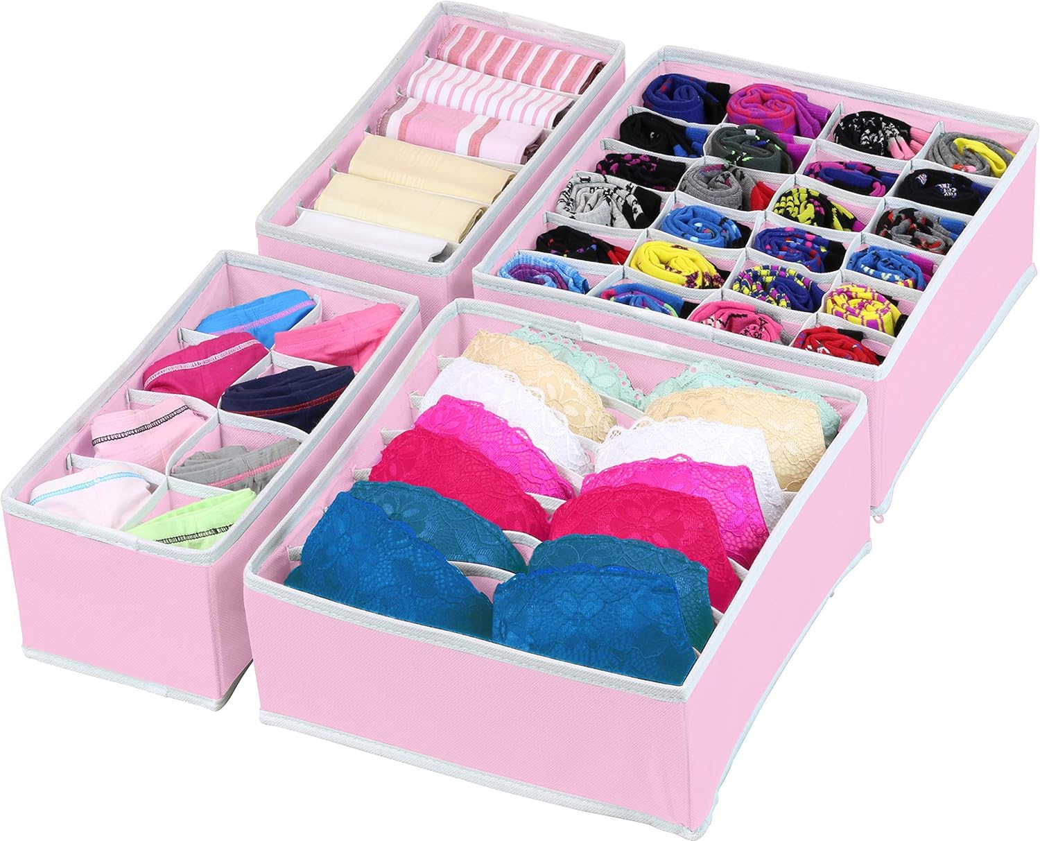 Simple Houseware Closet Underwear Organizer Drawer Divider 4 Set, Gray