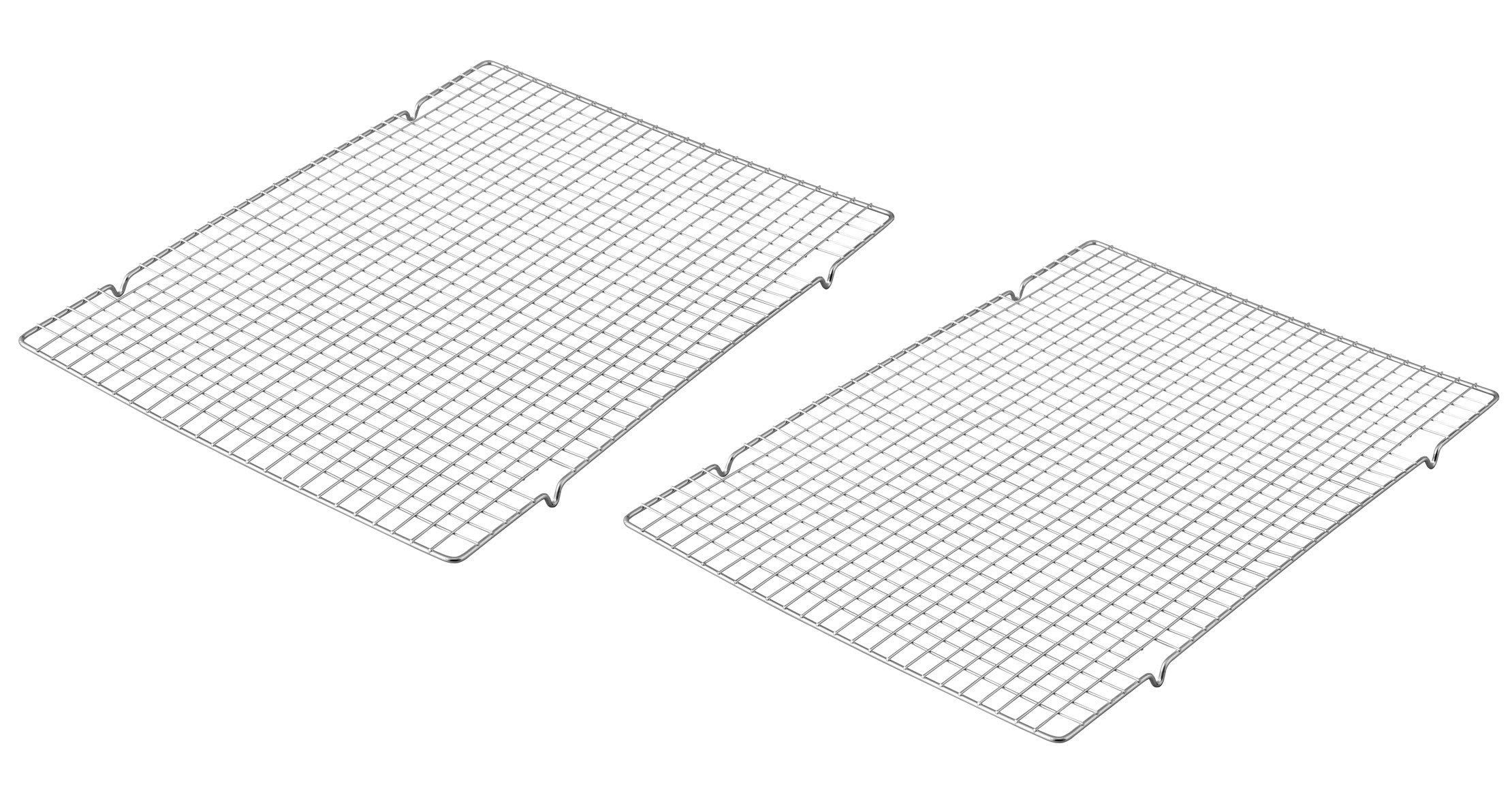 Glow Deluxe Cooling Rack – 2 Pack Professional Grade Large 44cmx33cm Chrome Wire Baking Stand to Cool Cakes Cookies Biscuits Bread Muffin - Safe Kitchen Chef Tool for Cooking Roasting Protect Surface
