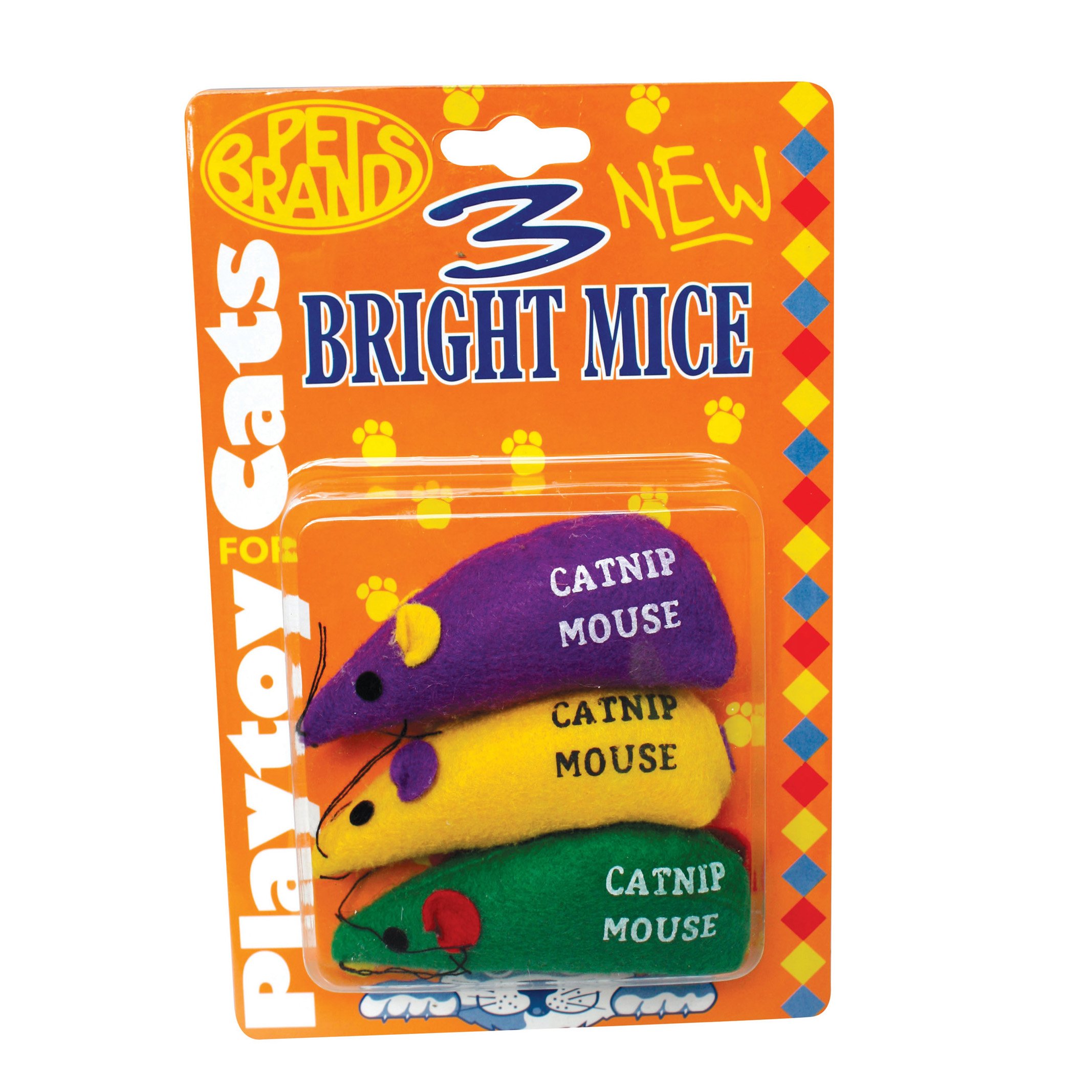 Pet Brands Three Bright Mice Catnip Toy, Clear