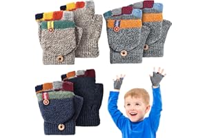 Handepo 3 Pair Kids Winter Gloves Infant Gloves 2t Toddler Convertible Warm Flip Top Baby Clothes for Kids 2-6 Years