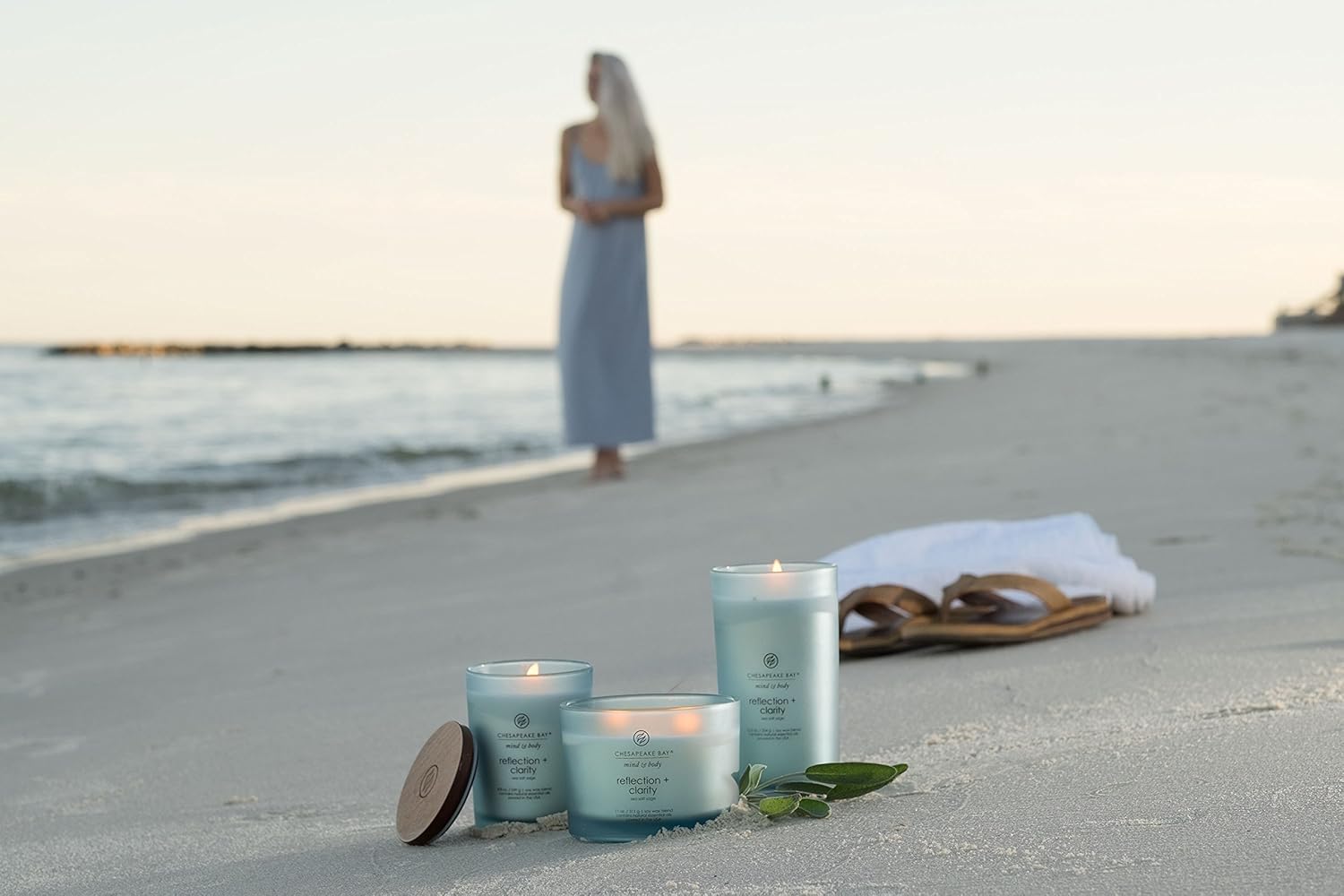 Chesapeake Bay Candle Scented Candle, Reflection + Clarity (Sea Salt Sage), Medium: Home & Kitchen