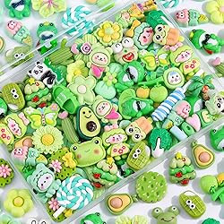100Pcs Green Slime Charms Assorted Cute Decoden