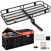 VEVOR 60 x 24 x 6 in Folding Hitch Cargo Carrier 500lbs Capacity | High Strength Steel Luggage Basket with Waterproof Bag, Fits 2" Hitch Receiver for SUV, Truck, Pickup