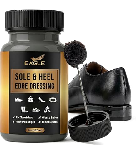 Fiebing's Leather Sole & Heel Brown Edge Dressing (4 oz) - High Gloss Shoe Dressing for Leather Soles and Heels