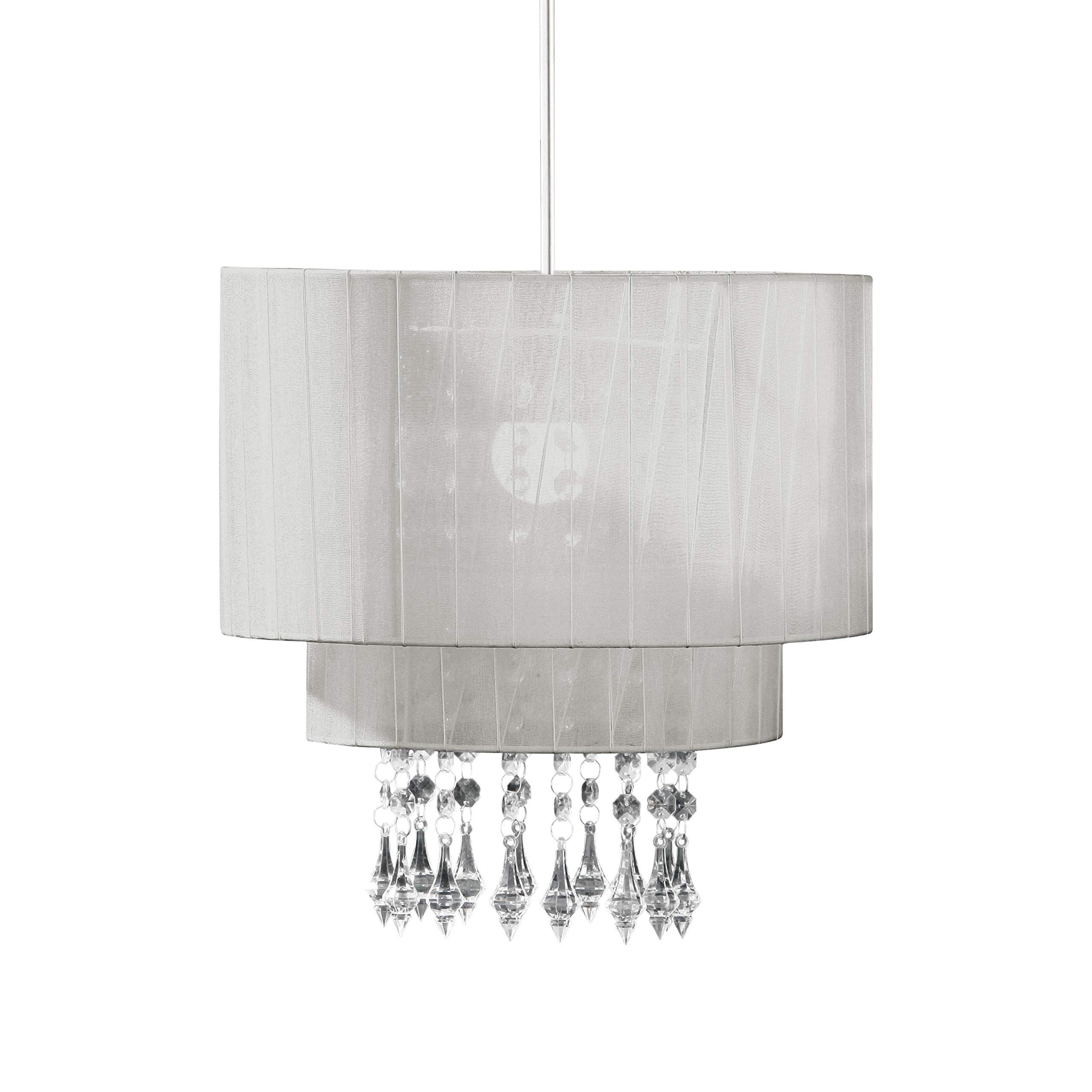 Premier Housewares Riband Voile Beaded Pendant Shade, 31 x 20 x 20 cm - Silver