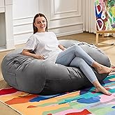 Hobestluk 3FT Bean Bag Chair Large Beanbag with Removable Cover Adult Bean Bag Chair with Portable Handle Desgin for Living Room Bedroom (Grey, 3FT)
