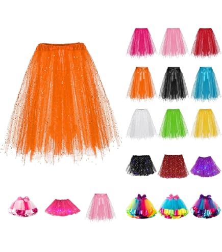 Canlierr El Conjunto De Disfraz De Tutú Para Mujer Incluye Diadema, Collar, Lentes De Sol, Falda De Tul Multicolor De 5 Capas Para Fiesta (S, Azul
