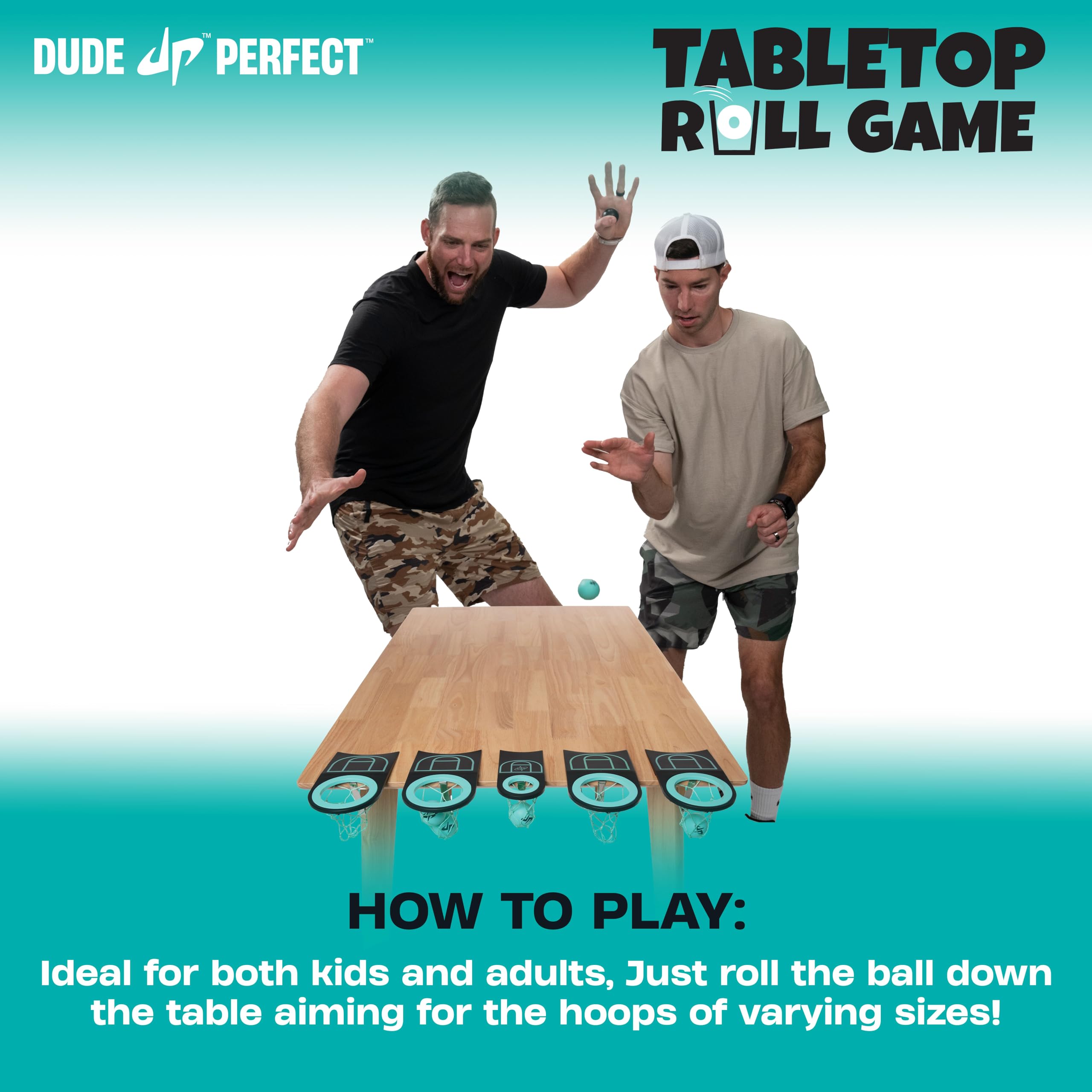 Dude Perfect Tabletop Roll, a Target Toss Game, for Kids and Adults, Great for Family and Friend Game Night, Perfect for a Gift and Parties, Ages 6+