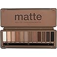 BYS 12 Shade Matte Eyeshadow Palette Tin Collection with Mirror, Double Ended Applicator and Blender, Nude and Smoke