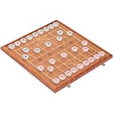 Yellow Mountain Imports Chinese Chess (Xiangqi) Set with Folding Rosewood Veneer Board (16.3-inch) and Acrylic Playing Pieces
