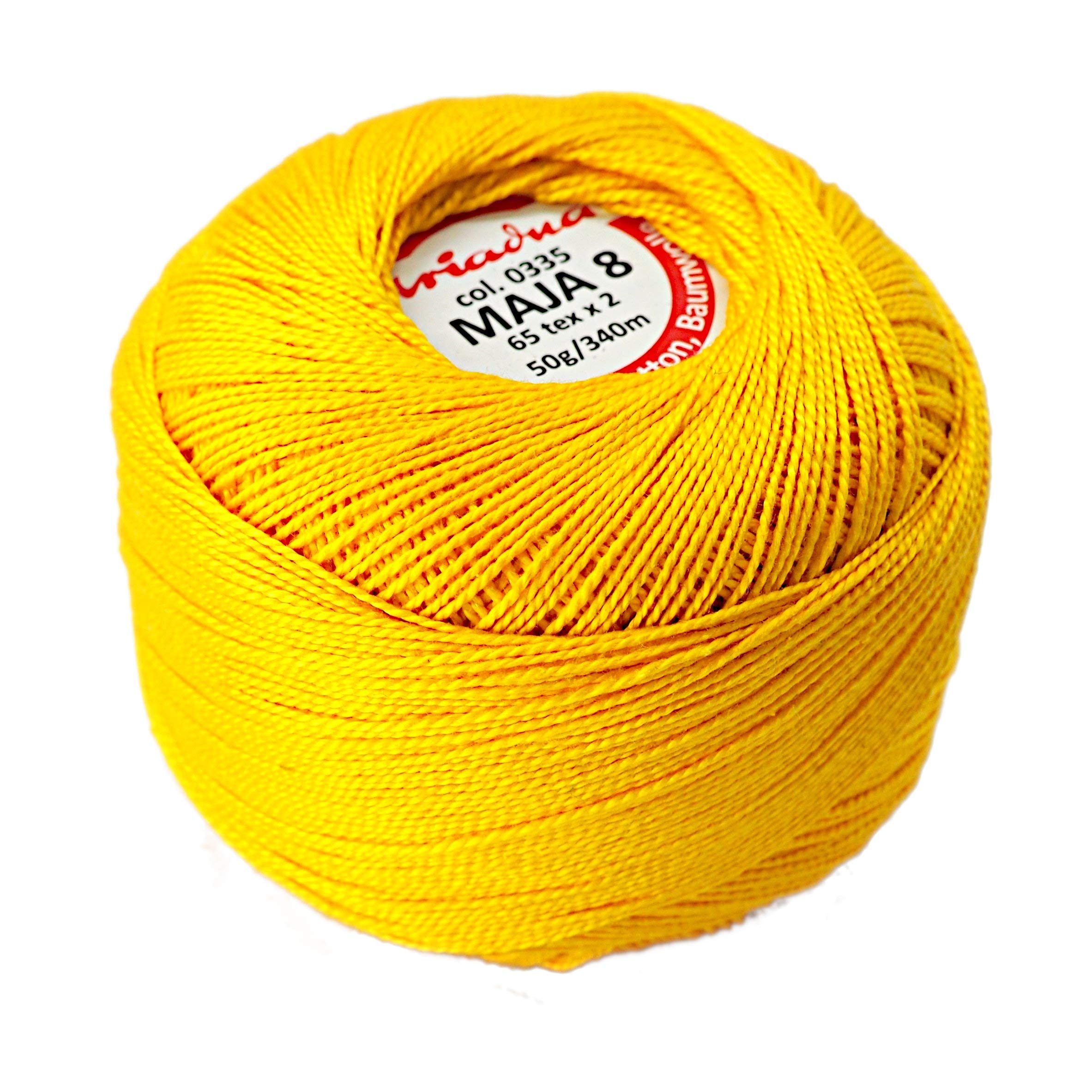 Pearl Crochet Cotton Embroidery Ball Yarn 229yd/210m Quality Thread 50g Size 8 Dark Yellow (335)