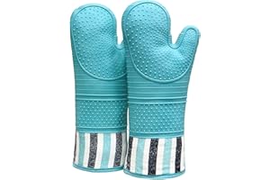 Heat Resistant 550 Degree Oven mitt, Silicone Oven Hot Mitts - 1 Pair, Extra Long Professional Baking Oven Gloves - Food Safe