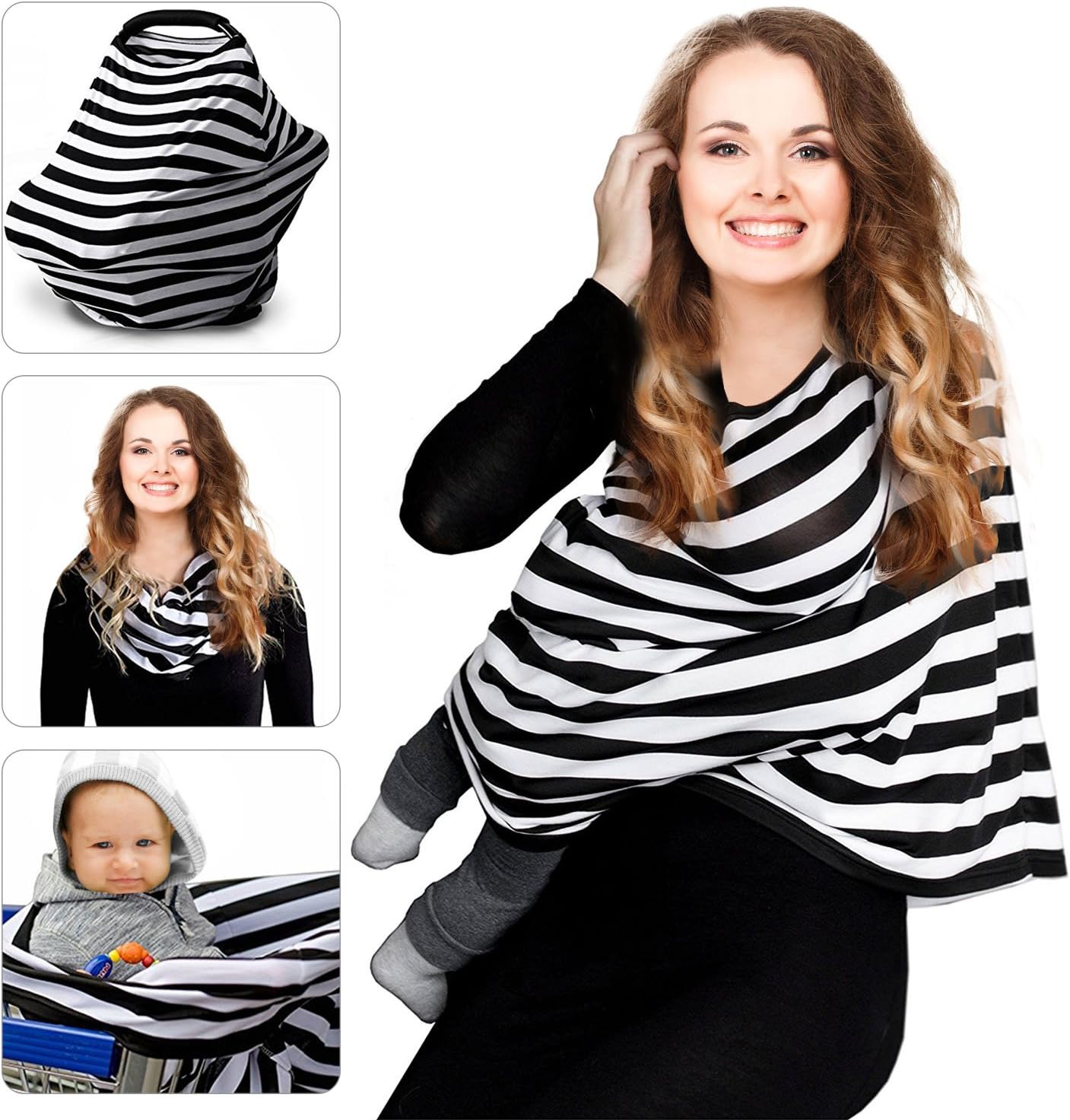 Nursing Breastfreeding Cover Scarf Baby Car Seat Canopy, Shopping Cart, Stroller, Carseat Covers for Girls and Boys - Perfect Gift for BreastfeedingGift for Breastfeeding